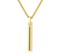 COAI Collar Hombre Acero Inoxidable, Collar Cadena Oro Hombre con Colgante Barra Rectangular con Zirconia Cúbica 60cm