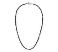 COAI Collar Hombre de Piedras Naturales Lapislázuli y Hematita, Collar de Abalorios Heishi Surfero de Verano para Hombre 60cm