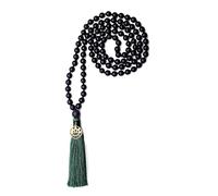 COAI Collar Japa Mala 108 Cuentas Anudada de Ónice Negro Mate Piedra Natural Semipreciosa