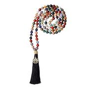 COAI Collar Japa Mala 108 Cuentas Anudadas de Piedras Multicolor Rosario Budista de Oración y Protección para Yoga y Meditación