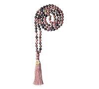 COAI Collar Japa Mala 108 Cuentas Anudadas de Rodonita Rosario Budista de Oración y Protección para Yoga y Meditación Hombre y Mujer