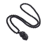 COAI Collar Japa Mala de 108 Cuentas de Obsidiana Arcoiris con Colgante de Pixiu, Collar Rosario Unisex