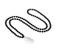 COAI Collar Japamala 108 Cuentas de Ónix Negro Piedra Natural con Colgante Piedra de la Preocupación de Cuarzo Blanco, Rosario para Hombres y Mujeres para la Ansiedad y el Estrés