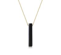 COAI Collar Largo Simple de Acero Inoxidable Dorado con Colgante Barra de Obsidiana Negra Piedra Natural para Hombre y Mujer