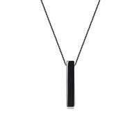 COAI Collar Largo Simple de Acero Inoxidable Negro con Colgante Barra de Obsidiana Negra Piedra Natural para Hombre y Mujer