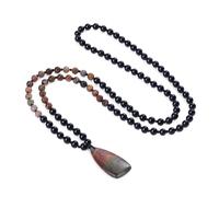COAI Collar Mala 108 Cuentas de Ónix y Jaspe Picasso, Collar Rosario para Hombre y Mujer con Cuentas de Piedra Natural Anudadas a Mano
