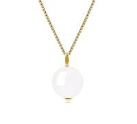 COAI Collar para Mujer con Cadena Dorada de Acero Inoxidable y Colgante Esfera Redonda de Piedra de Luna Natural