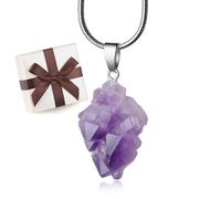 COAI Collar para Mujer de Acero Inoxdable con Colgante de Amatista Piedra Natural en Bruto