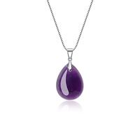 COAI Collar para Mujer de Plata de Ley 925 con Colgante Gota de Agua de Amatista Piedra Natural Genuina