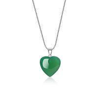 COAI Collar para Mujer de Plata Esterlina 925 con Colgante Corazón de Ágata Verde