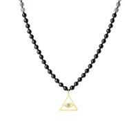 COAI Collar Rosario Japamala 108 Cuentas Facetadas de nice Negro y Labradorita con Colgante Ojo Turco, Collar Ojo Turco Hombre Mujer