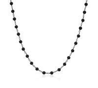 COAI Collar Rosario Unisex con Perlas de Ónice Mate y Cadena de Cobre 60cm