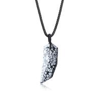 COAI Collar Unisex con Colgante Diente de Lobo en Obsidiana Copo de Nieve