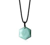 COAI Collar Unisex con Colgante Hexagonal de Aventurina Verde