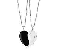 COAI Collares Yin Yang para la Parejas de Novios con Colgante Corazón de Howlita y Obsidiana Negra Piedra Natural