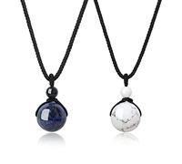COAI Collares Yin Ynag para Pareja con Colgantes Esfera de Sodalita y Howlita Piedras Naturales
