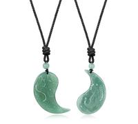 COAI Conjunto de Dos Collares con Colgantes de Aventurina Verde Dragón y Fénix Yin Yang para Él y Ella, Collares de Aventurina con Colgantes para la Pareja de Novios