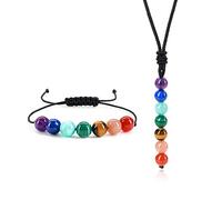 COAI Conjunto de Pulsera y Collar Ajustable con Piedras de Piedras Chakras