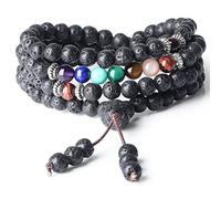 COAI Mala Multicapa 108 Cuentas de Piedra de Lava con Piedras Chakras