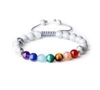 COAI® Pulsera Ajustable de Piedra Cuenta Mala 7 Chakra y Howlita
