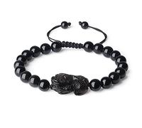 COAI Pulsera Ajustable para Hombre de Obsidiana Negra Piedra Natural con Amuleto Pixiu M
