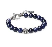 COAI Pulsera Ajustable para Hombre de Sodalita Piedra Semipreciosa con Perla Flor de Lis en Acero Inoxidable
