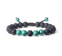 COAI Pulsera Ajustable para Hombre y Mujer da Piedra de Lava y Malaquita Piedra Natural Gema Preciosa