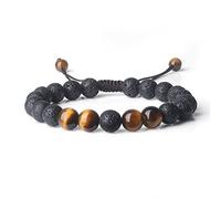 COAI Pulsera Ajustable para Hombre y Mujer da Piedra de Lava y Ojo de Tigre Piedra Natural Gema Preciosa