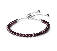COAI Pulsera Ajustable para Mujer en Plata 925 y Granate Piedra Natural