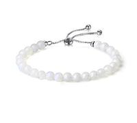 COAI Pulsera Ajustable para Mujer en Plata de Ley 925v y Piedra de Luna Natural