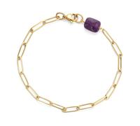 COAI Pulsera Cadena de Acero Inoxidable Dorado y Amatista para Mujer