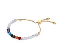 COAI Pulsera Chakras Mujer, Pulsera de Perlas de Piedras de los Siete Chakras y Howlita Piedra Natural Ajustable de Oro para Mujer