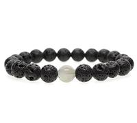 COAI® Pulsera de Cuentas Mala Meditación Lava y Labradorita para Hombre 10mm