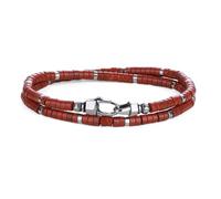 COAI Pulsera de Jaspe Rojo para Hombre, Pulsera para Hombre Doble Capa con Cuentas Heishi de Piedras Semipreciosas S