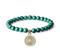 COAI Pulsera Flor de la Vida con Cuentas de Malaquita Piedra Natural para Mujeres