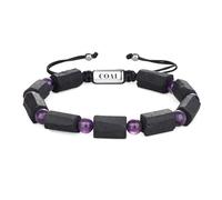COAI Pulsera Hombre con Piedras Naturales en Bruto, Turmalina Negra y Amatista, Ajustable