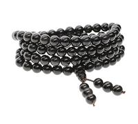 COAI Pulsera Multicapa Collar Japa Mala 108 Cuentas de Piedra Natural Obsidiana Negra 6mm