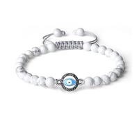COAI Pulsera Ojo del Diablo con Cuentas de Howlita Piedra Semipreciosa para Hombre y Mujer 16cm