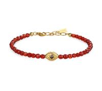 COAI Pulsera Ojo Turco para Mujer con Piedras Naturales, Pulsera para Mujer con Cuentas de Cornalina Roja y Amuleto Mal de Ojo