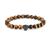 COAI Pulsera para Hombre con Cuentas de Ojo de Tigre y Amuleto Leopardo con Circonitas