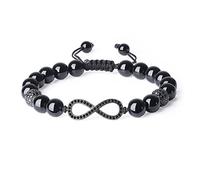 COAI Pulsera para Hombre de Turmalina Negra Piedra Natural con Amuleto Infinito