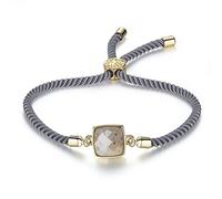 COAI Pulsera para Mujer Ajustable con Piedra Labradorita Cuadrada y Cordón Espiral de Nylon con Cierre Amuleto Árbol de la Vida