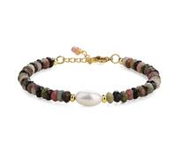 COAI Pulsera para Mujer con Cristales de Turmalina Multicolor y Perla de Agua Dulce