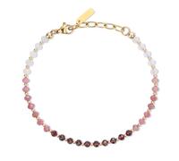 COAI Pulsera para Mujer con Cuentas Facetadas de Piedras Semipreciosas, Pulsera Roja Granate Turmalina Rosa y Piedra de Luna