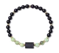 COAI Pulsera para Mujer de Turmalina Negra y Crisoprasa Natural L