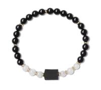COAI Pulsera para Mujer de Turmalina Negra y Piedra de Luna Natural L