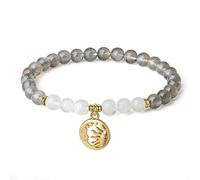 COAI Pulsera para Mujer en Labradorita y Piedra de Luna con Amuleto Sol y Luna