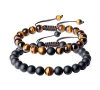 COAI Pulseras de cuentas para parejas, pulseras de pareja You Complete Me para él y ella, 16 centimeters, Piedra, Ónix