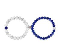 COAI Pulseras de Distancia para la Pareja de Howlita y Lapislázuli con Piedra Magnética de Plata de Ley