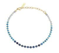 COAI Tobillera de Mujer con Bolitas de Aguamarina Apatita y Cianita, Tobillera de Colores con Piedras Naturales y Cierre Ajustable